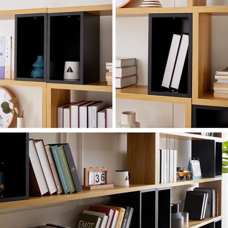 Modern geometry Bookshelf Multi Shelfs Open Back Bookcase in Natural