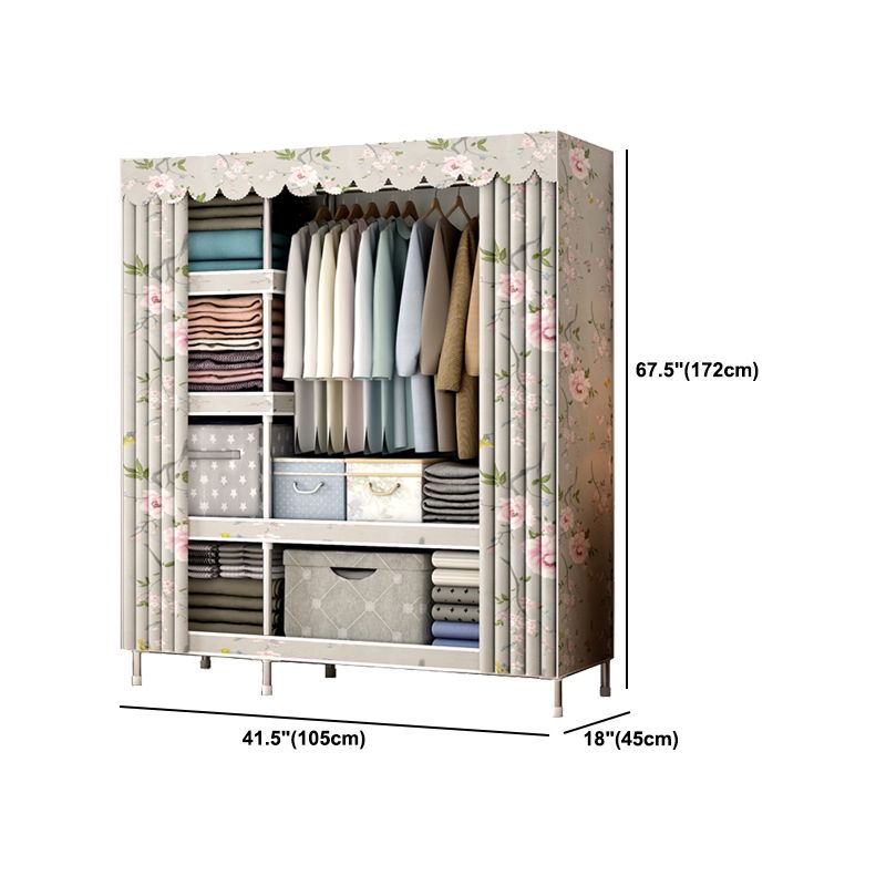Modern Style Bedroom Wardrobe Metal Wardrobe Closet with Shelves