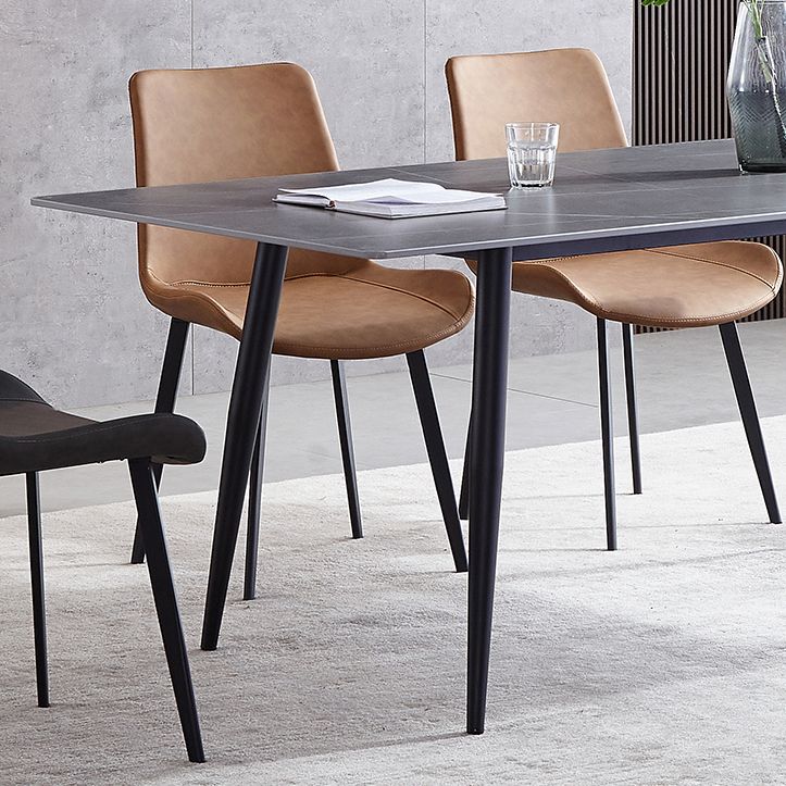 Sintered Stone Grey Tone Table Industrial 4 Legs Table for Dining Room