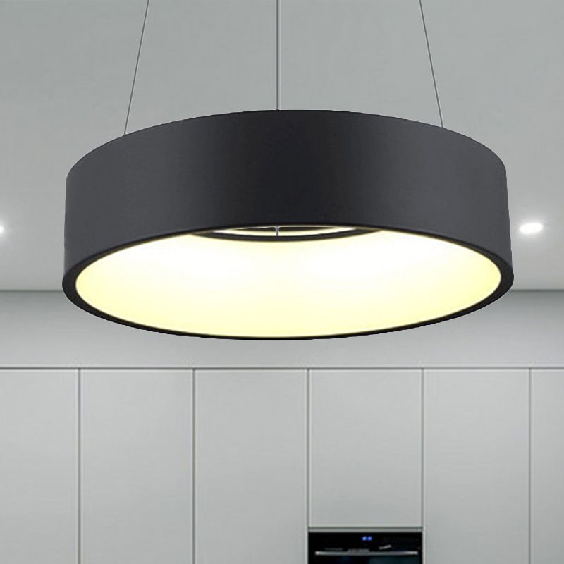 18"/23.5"/31.5" Dia Ring Ceiling Light Minimalist Metal White/Gray/Black Integrated LED Pendant Light Fixture for Dining Room