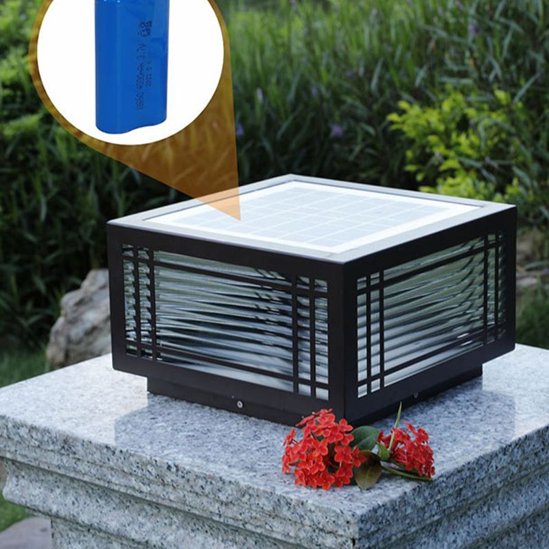 Rectangle Shape Metal Outdoor Light Modern Style 1 Light Solar Pillar Lights in Brown