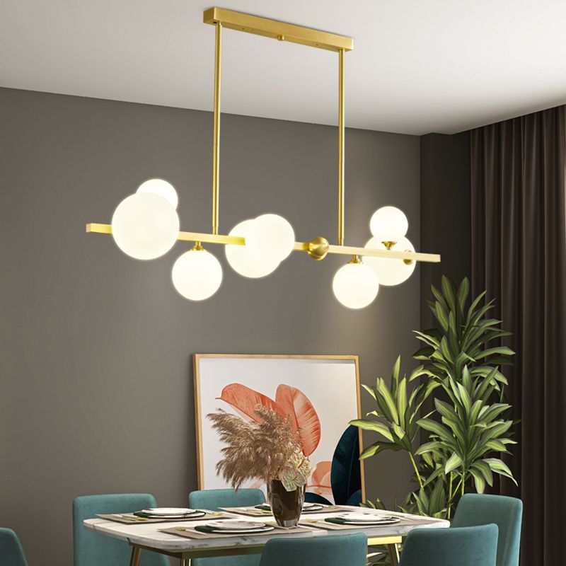 Estilo moderno luces colgante de techo esférico vidrio blanco 8 luces colgantes colgantes de luz