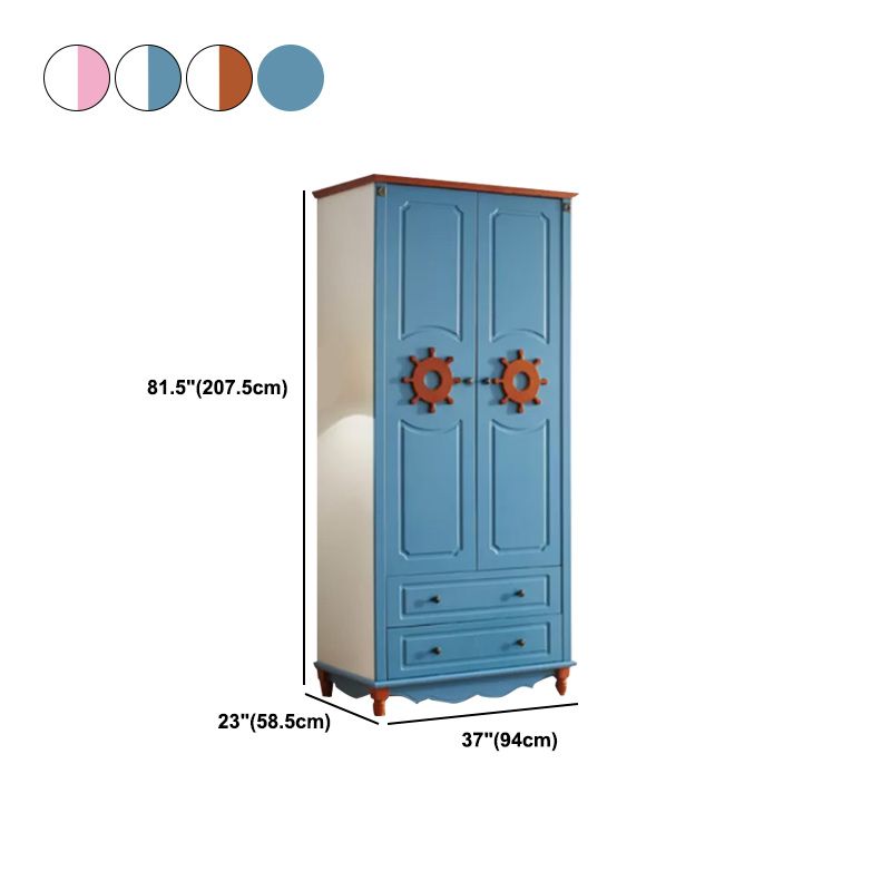 Coastal Hinged Door Storage Cabinet with Drawers Manufactured Wood Matte Finish Cabinet