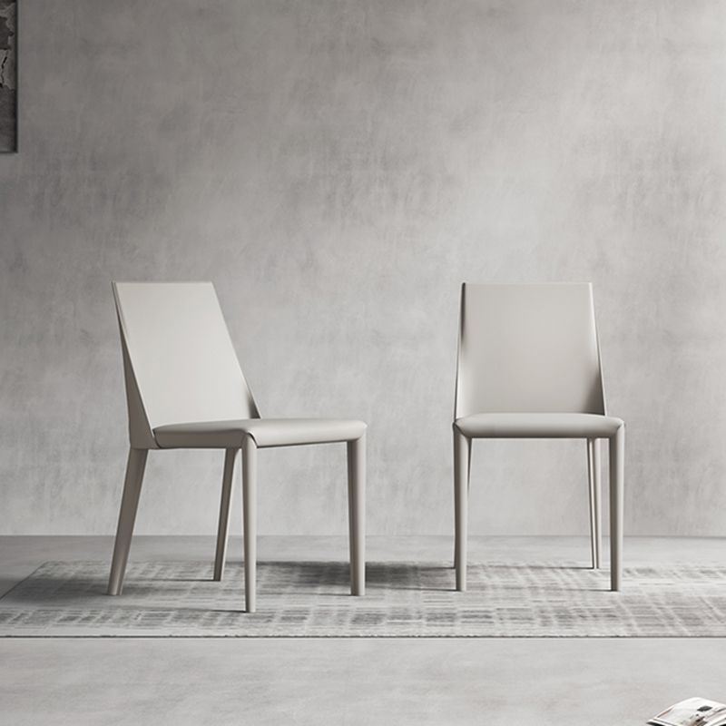 Matte Finish Modern Indoor Chair Faux Leather Solid Back Dining Chair