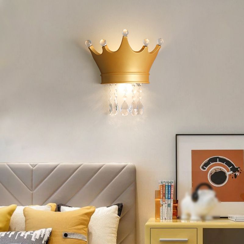 Crystal Crown Shape Wall Light Modern Style 2 Lights Wall Light Sconce