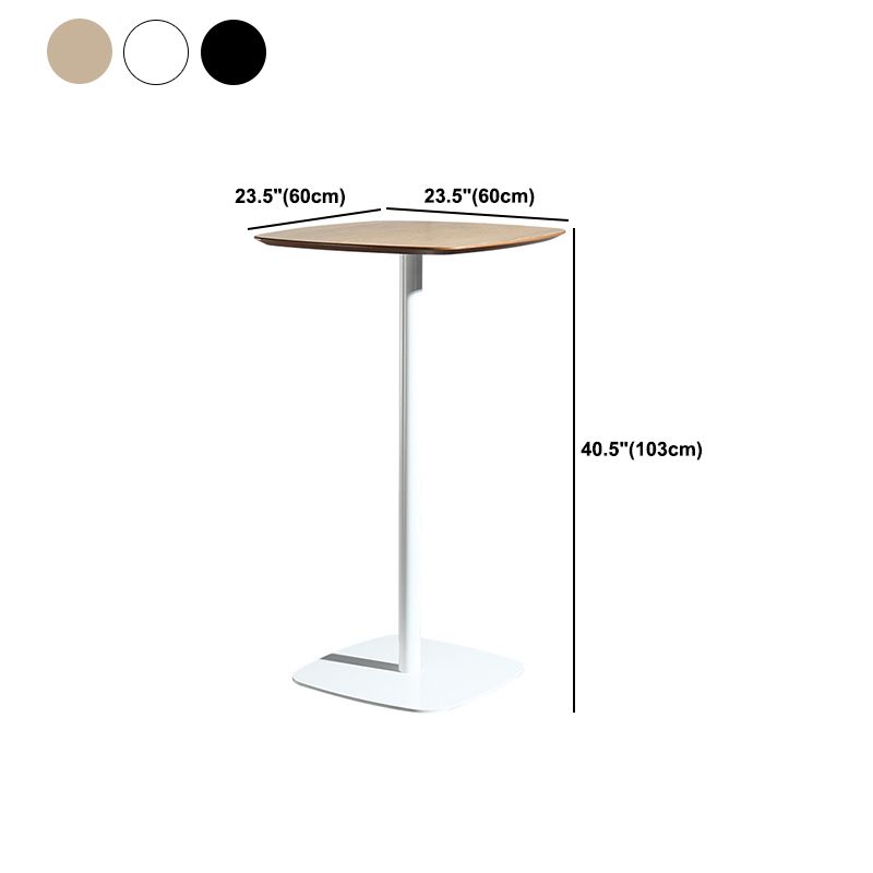 Contemporary Square Pedestal Bar Table Wood Top Bar Table for Cafe And Breakroom