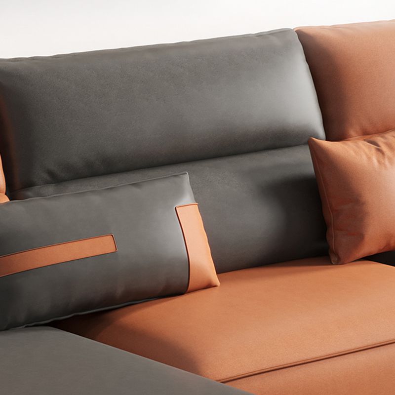 Glam Sewn Pillow Back Pillow Top Arm Living Room Faux Leather Sofa