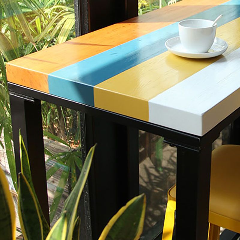 Rectangle Colorful Top Counter Table Metal Black Legs 42-inch Height Industrial Bar Table