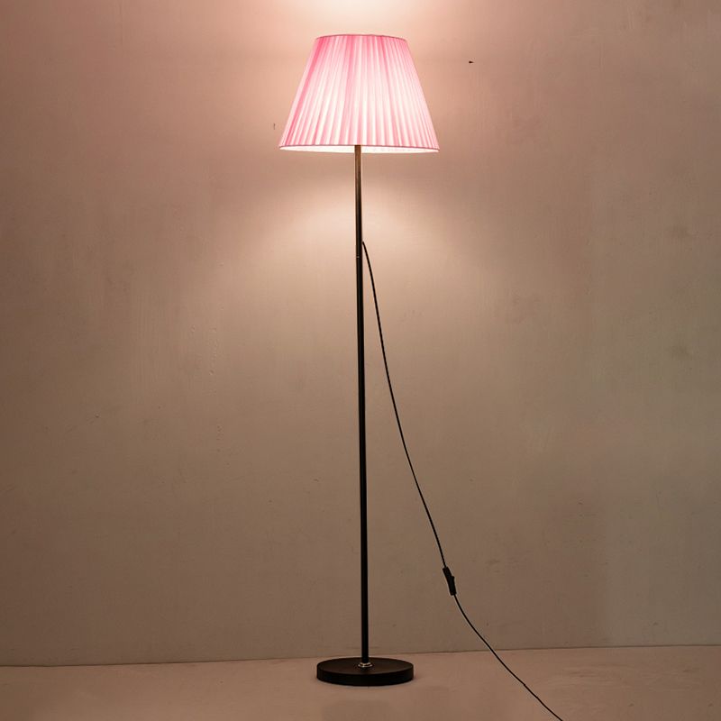 Modern Strip Floor Lamp Metal Burlap Shade 1 Light Floor Light for Living Room