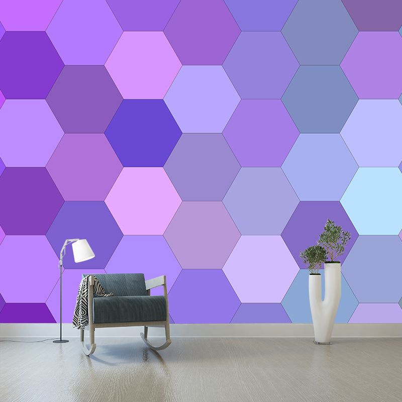 Modern Geometric Patterns Mural Mildew Resistant Wall Covering for Bedroom Decor