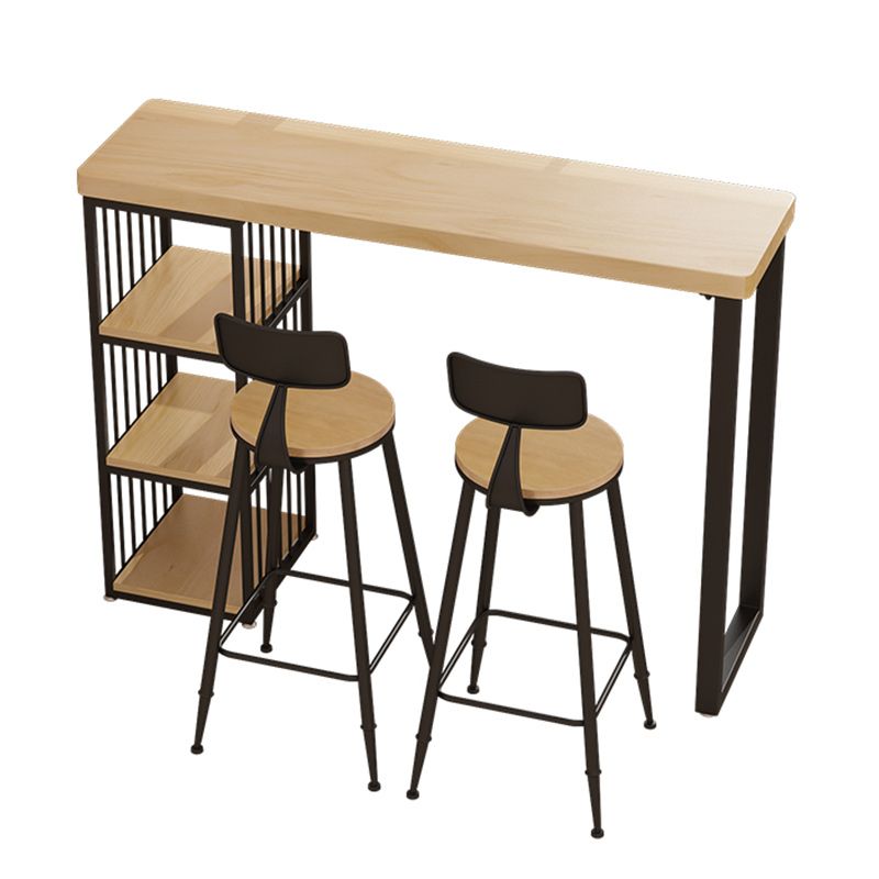 1/3 Pieces Modern Rectangle Pub Table Set Wooden Counter Table with High Stools