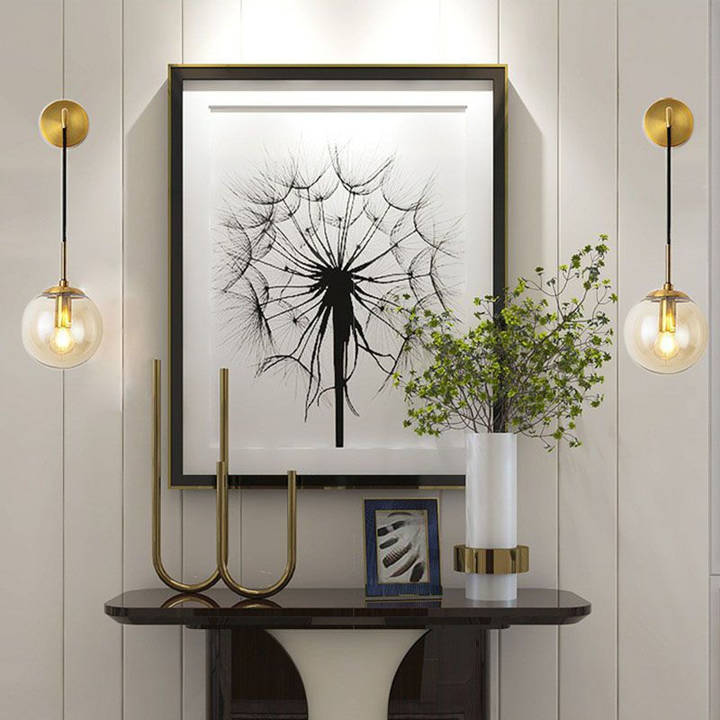 Pared esférica de vidrio Luz de apliques simple de pared simple de pared colgante para sala de estar para sala de estar