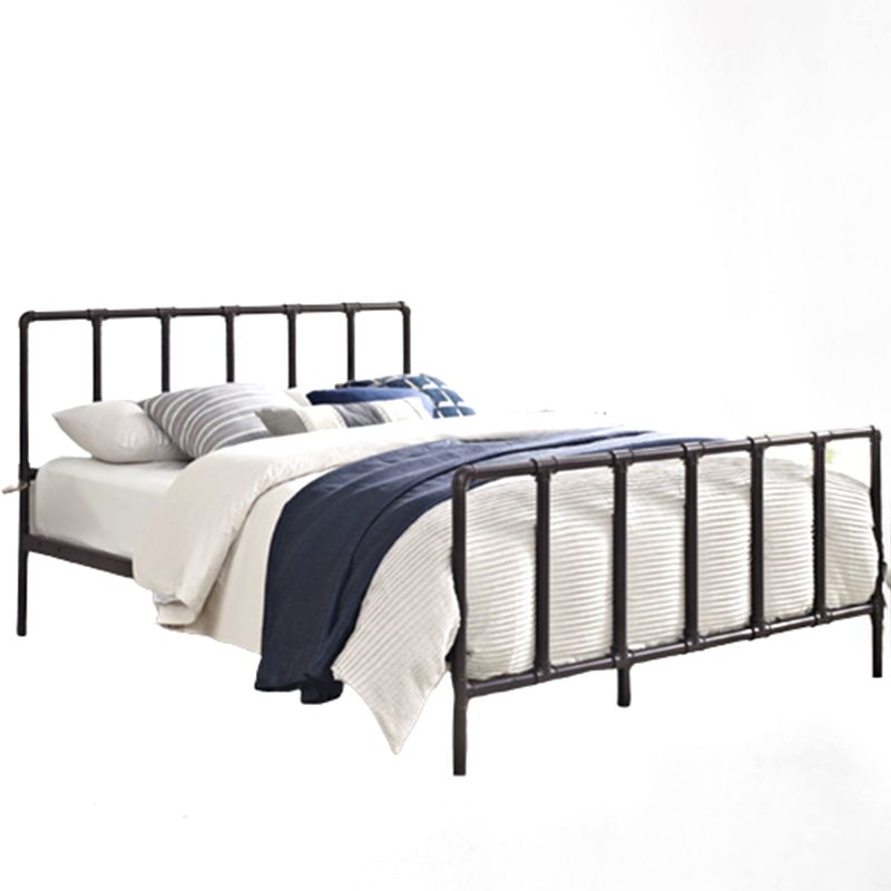 Industrial Style Bed Frame Iron Slat Bed with Headboard and Footboard