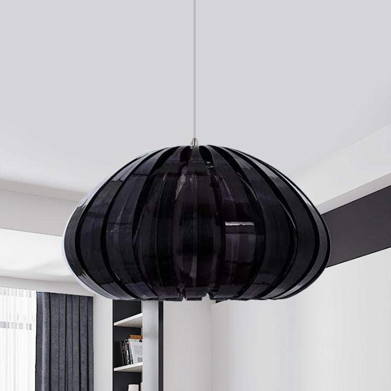 Simple Squash Suspension Light Acrylic Single Dining Table Ceiling Pendant in White/Black with Blade Design