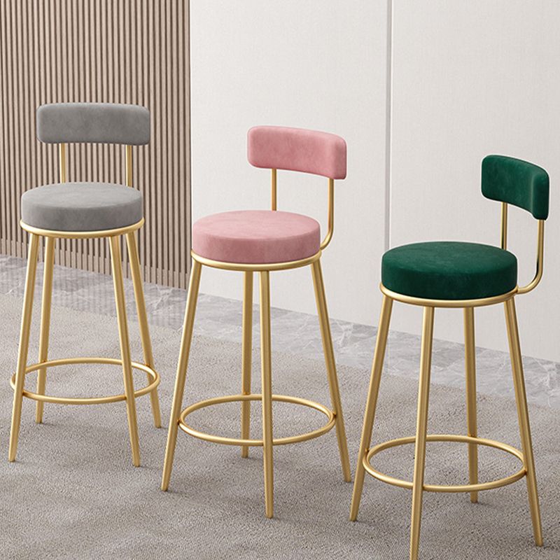 Scandinavian Round Seat Counter Stool Low Back Fabric Bar Stools