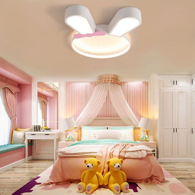 Metal Rabbit Ceiling Light Fixture Kids Style LED Flush Mount Ceiling Light