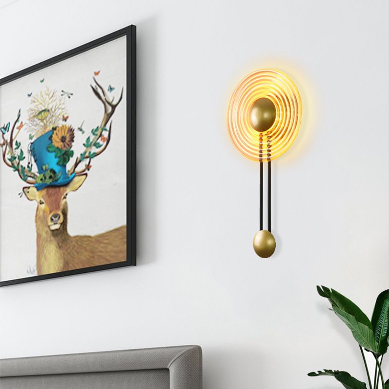 1 Light Round Wall Lighting Fixtures Modern Style Glass Wall Mounted Lamps