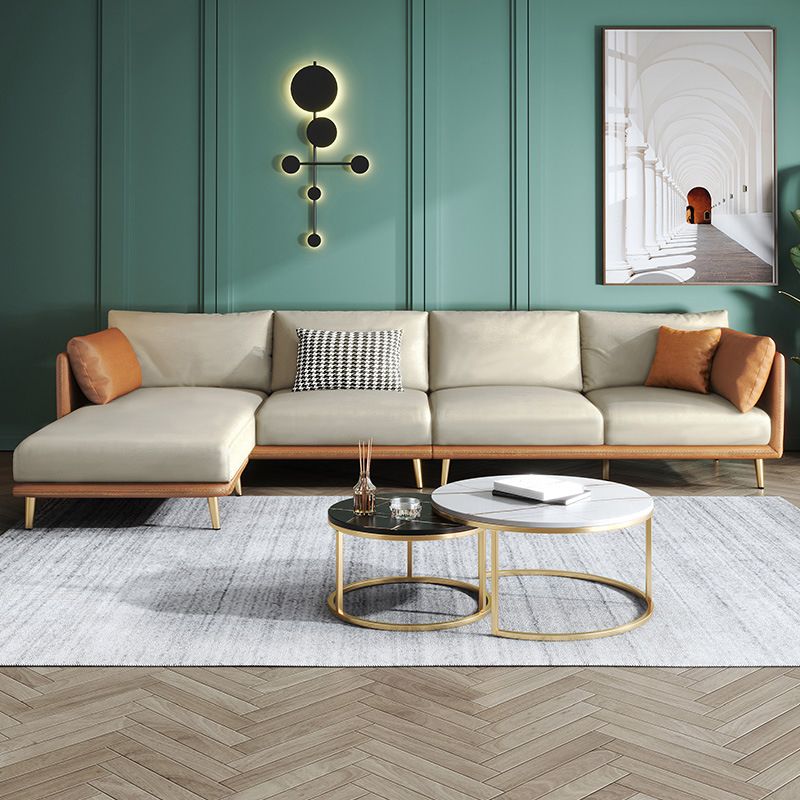 34.25 " H Faux Leather Square Arm Sofa & Chaise for Living Room