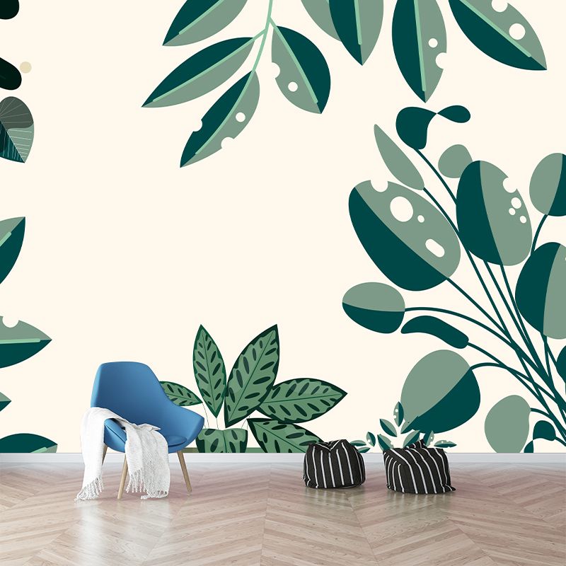 Illustration murale de plantes tropicales en couleur claire, décoration écologique pour la maison