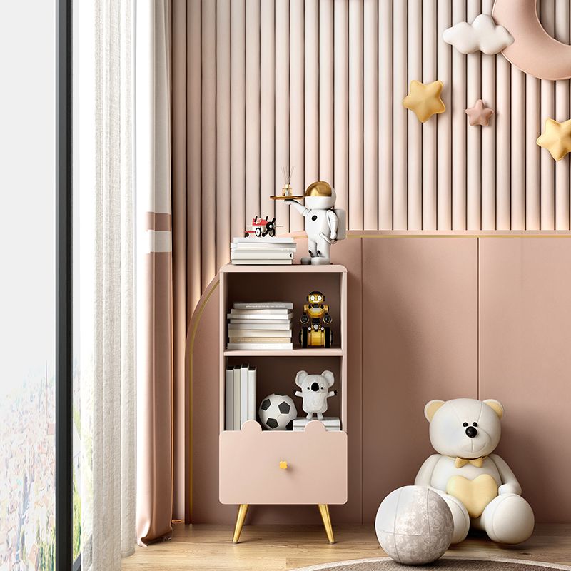 Wood Standard Bookcase Contemporary Style Closed Back Bookshelf with Drawer