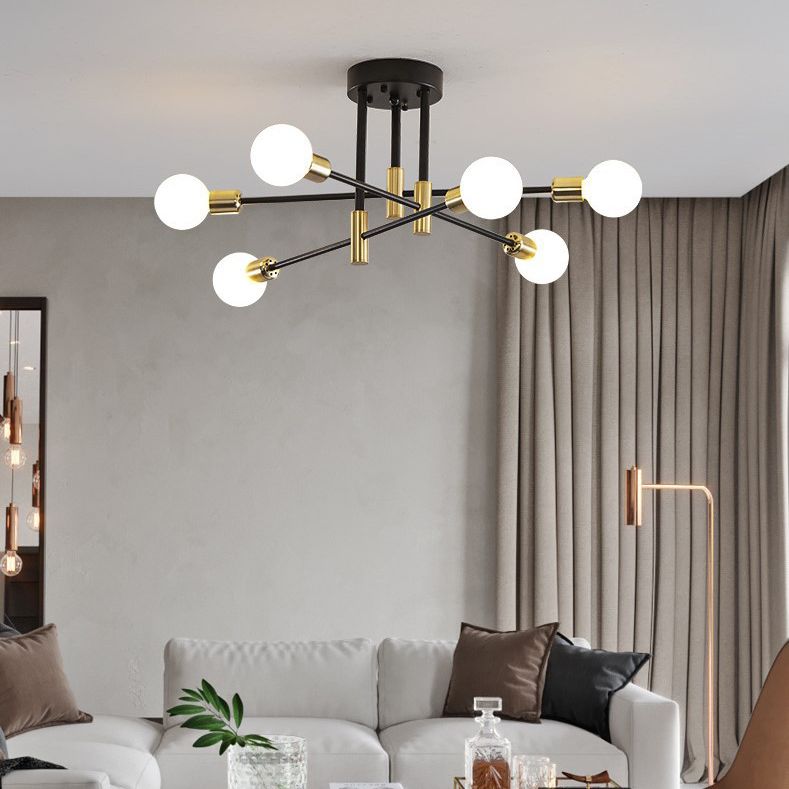 Hotel Ceiling Light in Industrial Style Sputnik Metal Semi Flush Mount