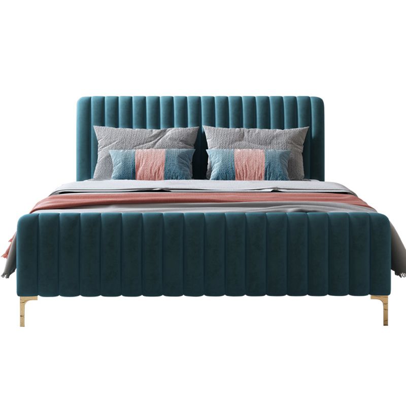 Glam Style Bed Frame Solid Color Standard Bed with Headboard