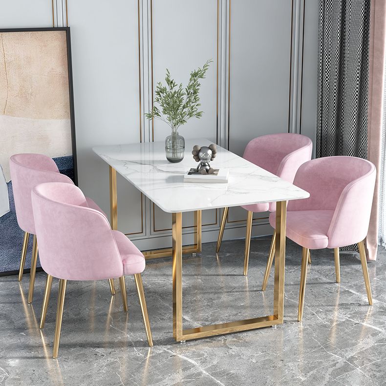 Glam 1/2/5 Pieces Dining Set Rectangle Stone Dining Table for Dining Room