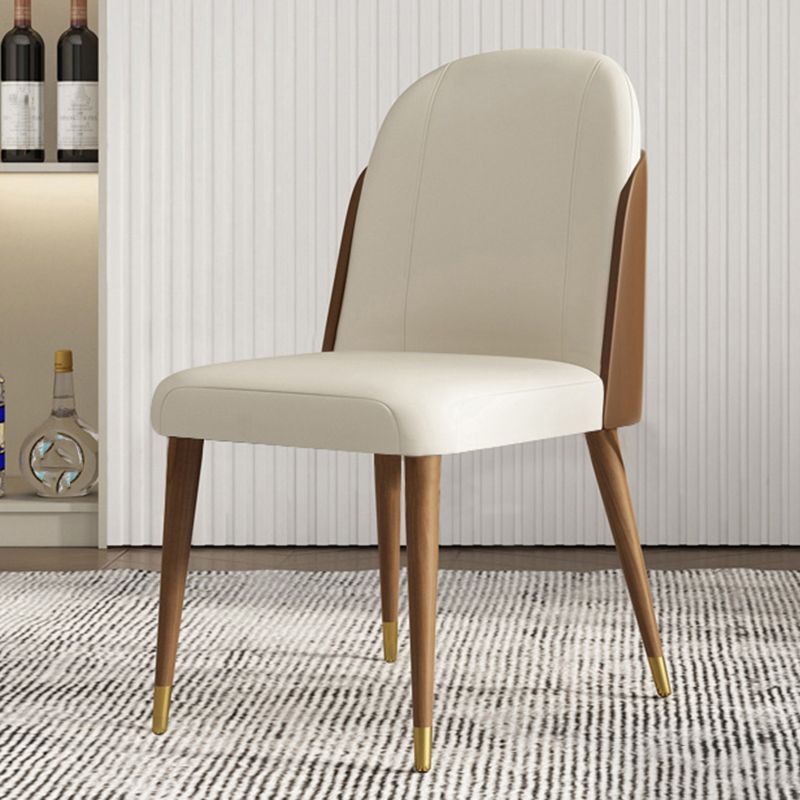 Contemporary Parsons Dining Chairs Faux Leather Armless Dining Chairs for Home