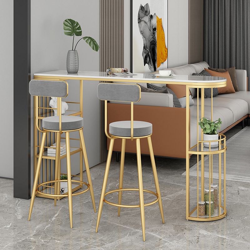 Contemporary Metal Bar Stools Armless Dining Stools with Footrest