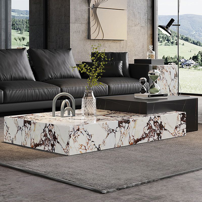 Block Nesting Coffee Table Set Contemporary Rectangle Slate Top