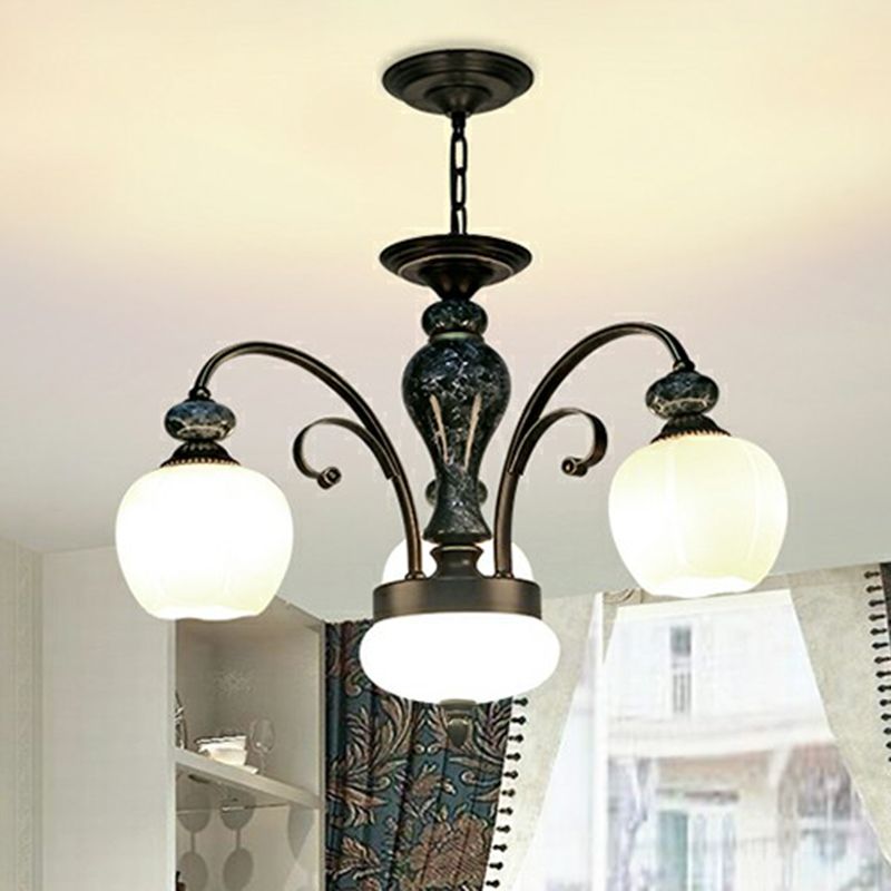 White Glass Flower Shaped Ceiling Lighting Traditional Dining Room Chandelier Light Fixture