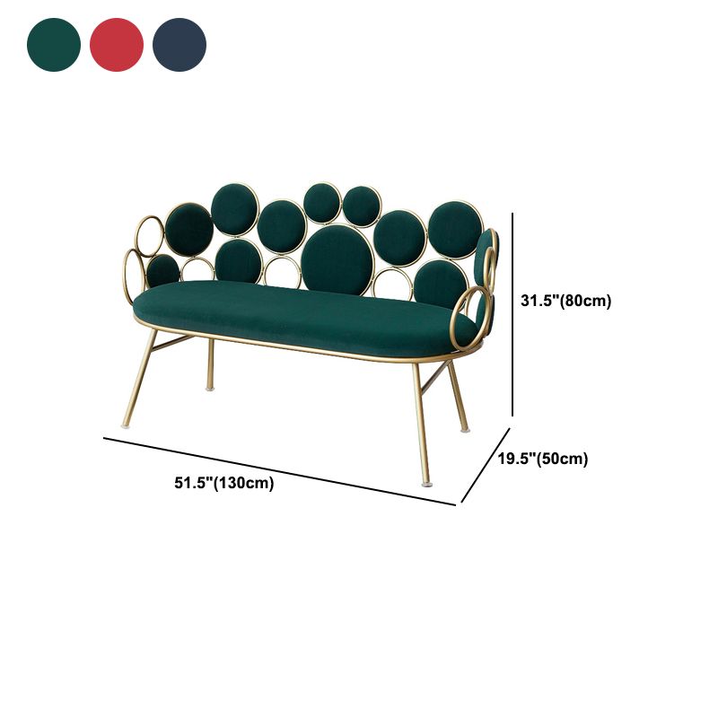 Modern Velvet 2-seat Sofa 31.49" H Sloped Arm Metal Frame Settee