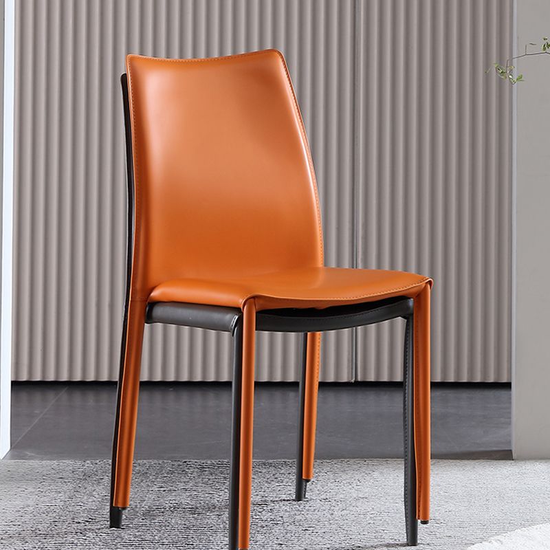 Faux Leather Stackable Dining Chairs Modern Armless Side Chair