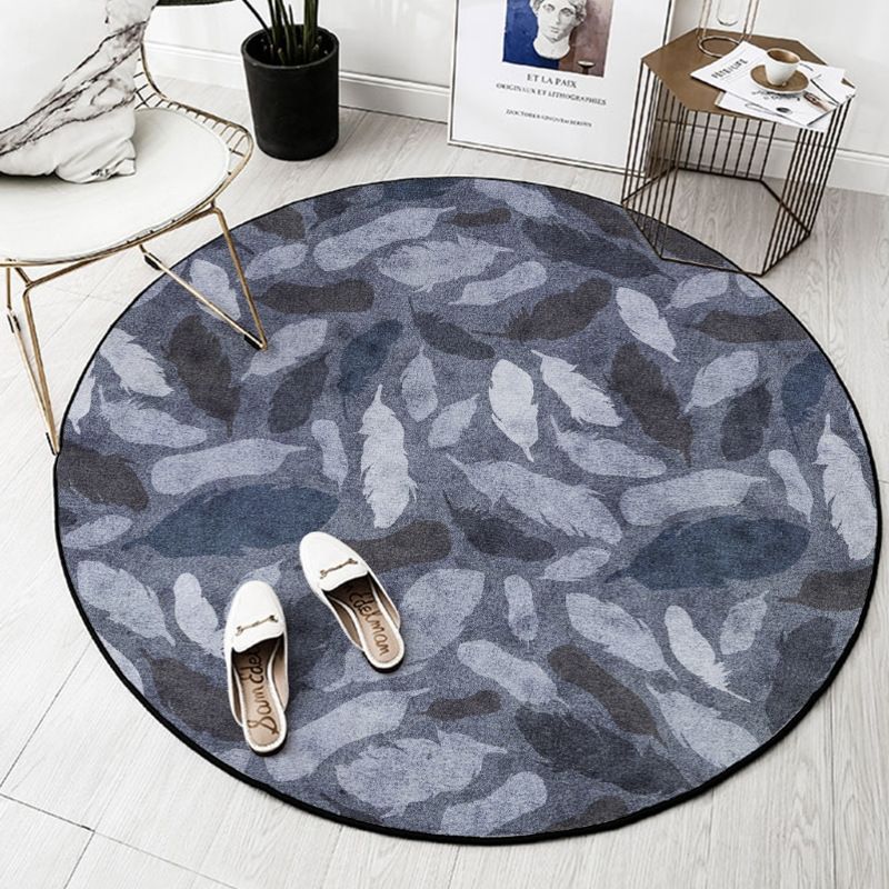 Bold Round Carpet Modern Abstract Carpet Washable Polyester Rug with Non-Slip Backing