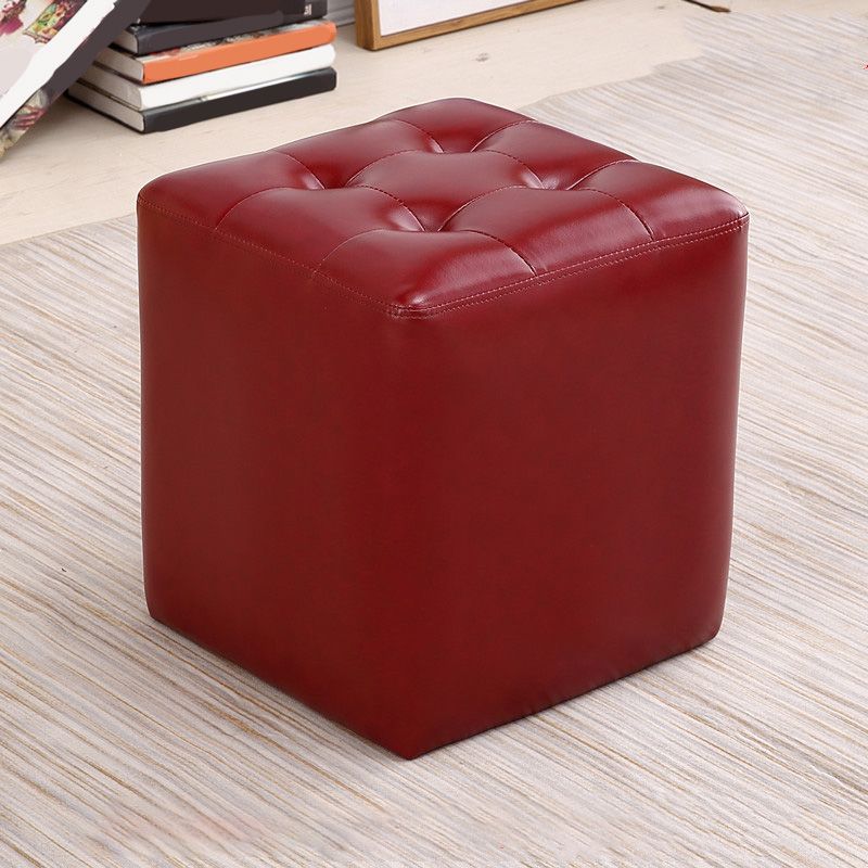 Modern Leather Pouf Water Resistant Square Pouf for Living Room