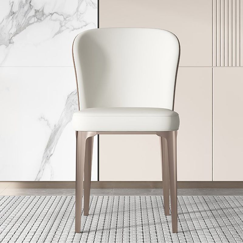 Glam Parsons Side Chair Leather Indoor Dining Chair with Metal Base