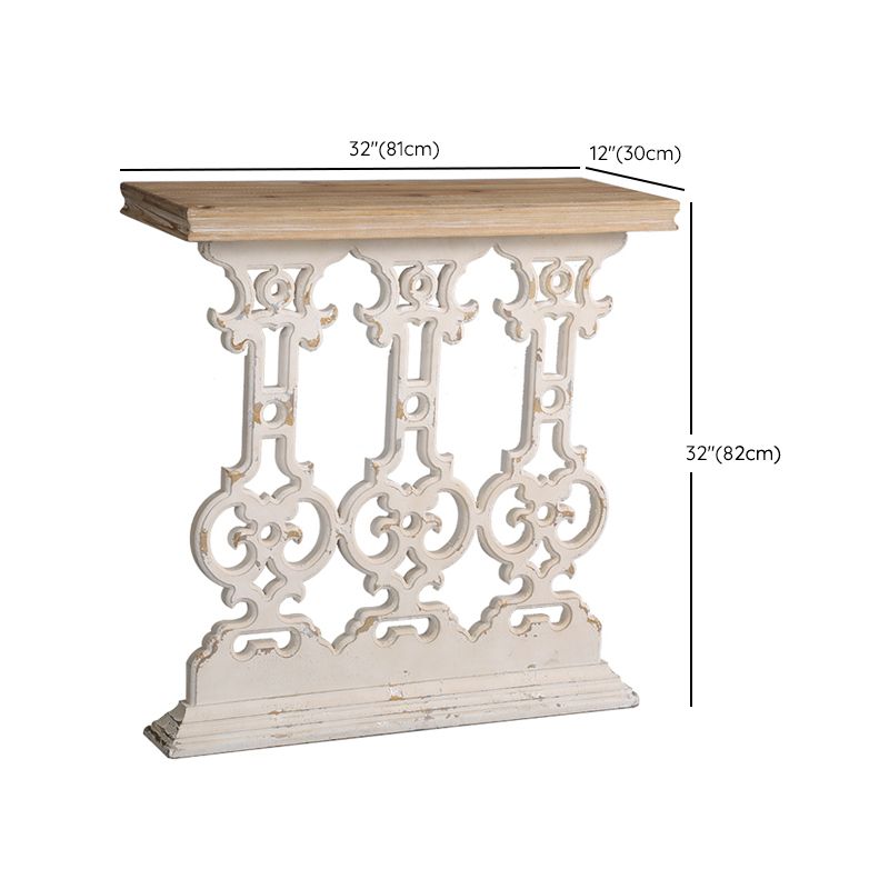 Wood Rectangle Console Table Distressed French Country Accent Table