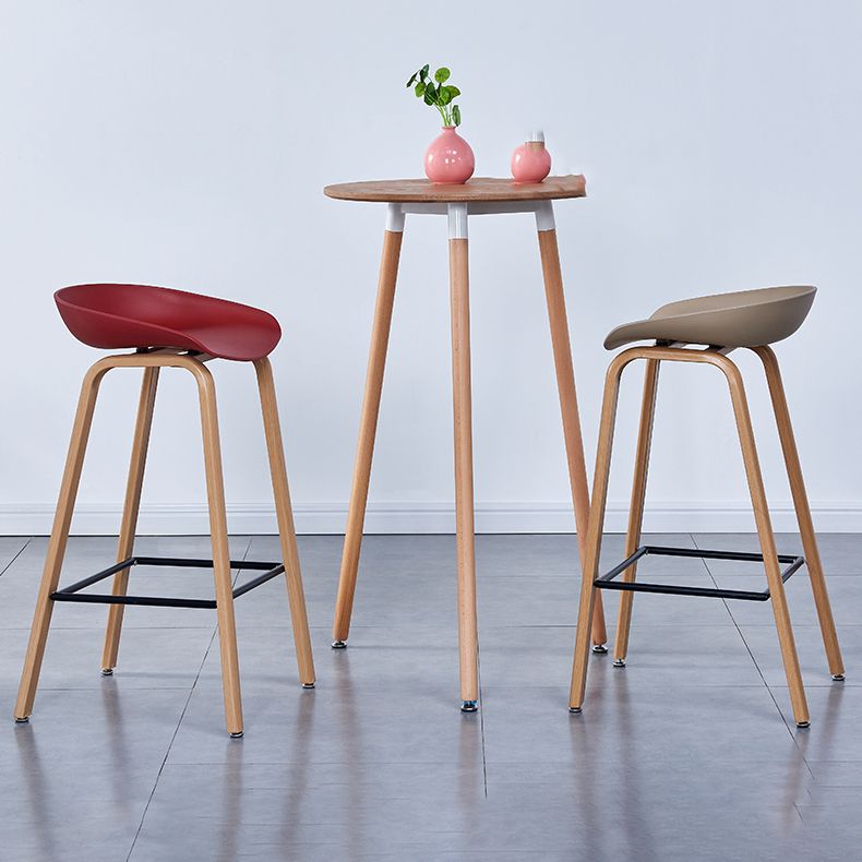 Contemporary Plastic Bucket Low Back Bar Stools with Metal Base