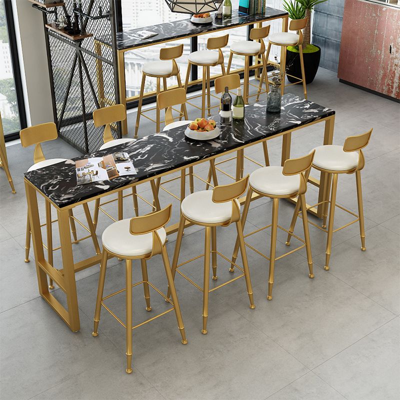 Faux Marble Bar Height Table Modern Style Bistro Table for Living Room