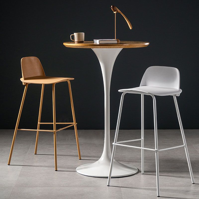 Modern Plastic Seats Macron Barstool Metal 4 Legs Bar Stool for Indoor, Set of 2