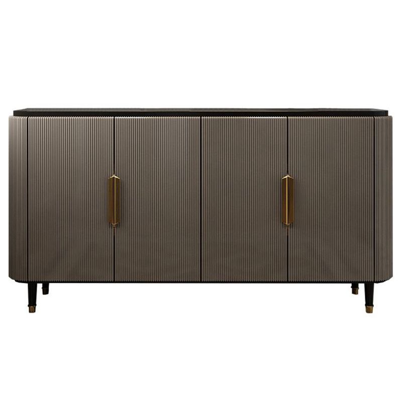Modern Standard Accent Cabinet Wood Bar Pulls 4 - Doors Cabinet