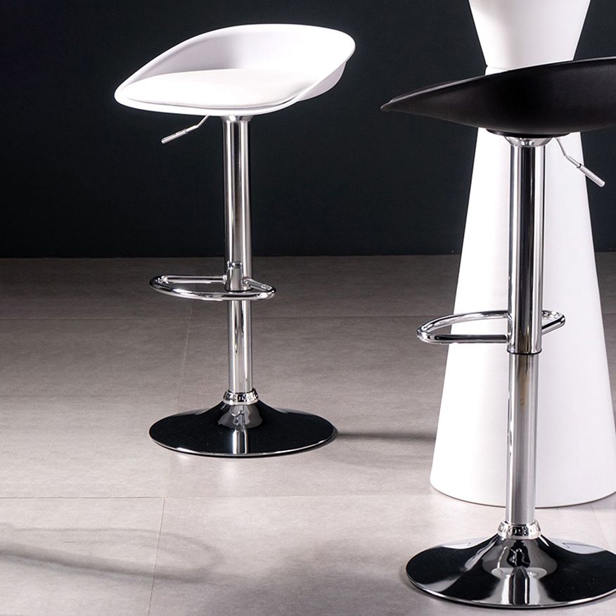 Modern Style Low Back Upholstered Adjustable Bar Stool with Metal Legs