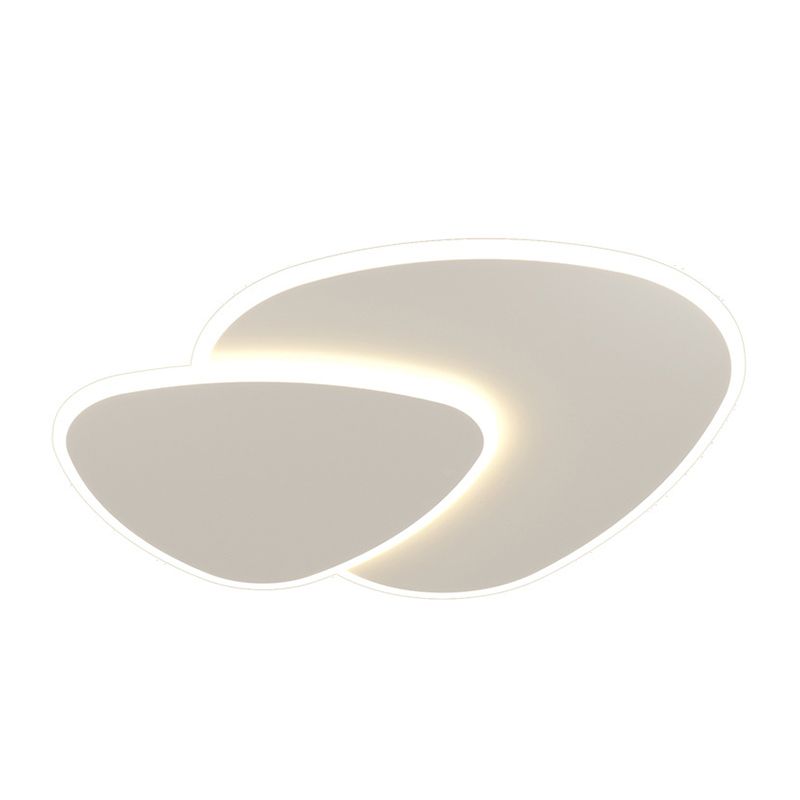 Plafonnier LED en acrylique blanc de style concis et moderne, plafonnier ovale à 2 lumières en fer