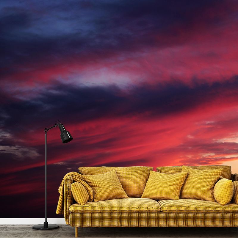 Sky Wall Cloud Contemporary Mural Mildew Resistant Wallpaper for Living Room