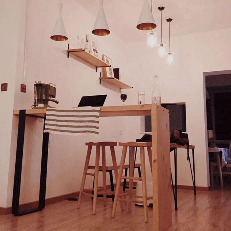 Contemporary Solid Wood Barstool Restaurant Bar Stool with Pedal