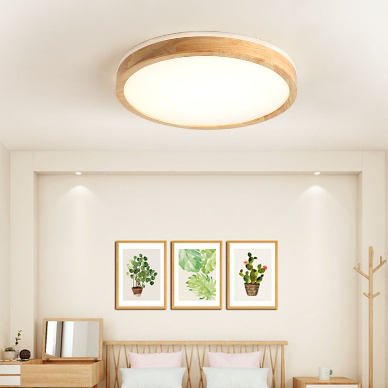 Ronde inbouwverlichtingsarmaturen Eenvoud Houten plafondverlichtingsarmaturen voor slaapkamer
