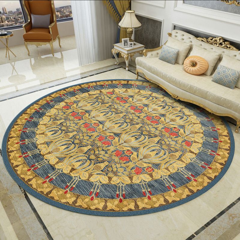 Traditionele ronde tapijten polyester gebied tapijt niet-slip achterste binnenkleed tapijt voor thuis