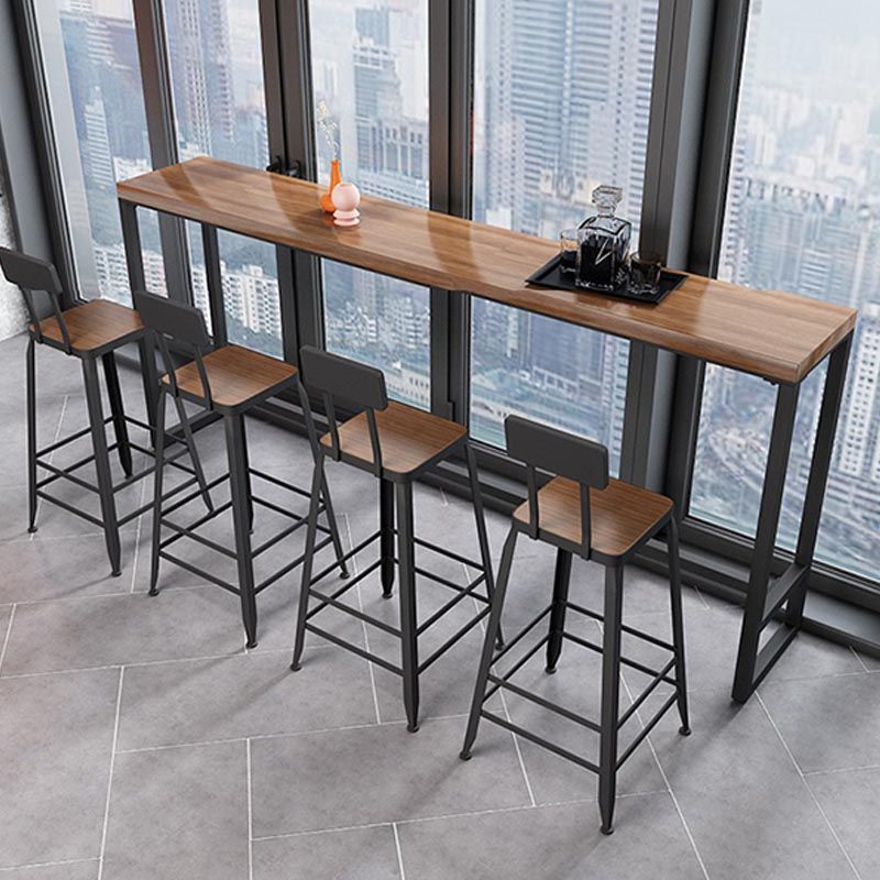 Rectangle Pine Wood Counter Table Industrial Bar Table for Dining Room