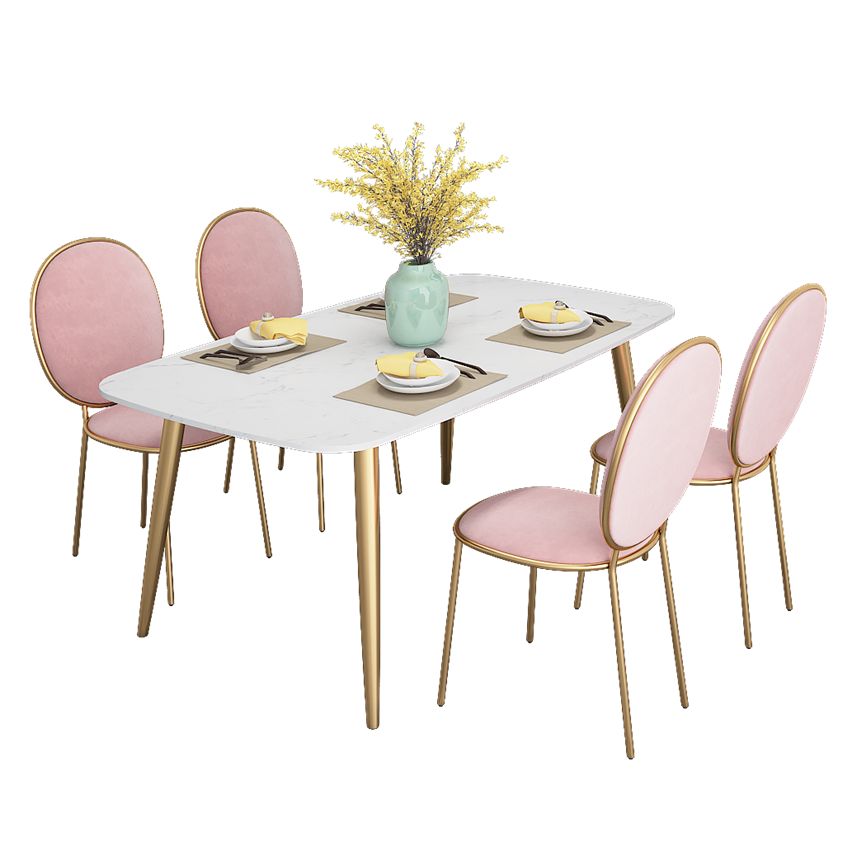 Scandinavian Kitchen Dining Room Set with Sintered Stone Top and 4 Legs Base Dining Furniture