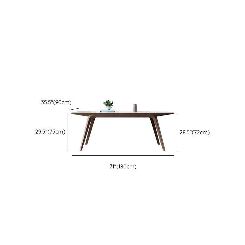 Medieval Modern Sintered Stone Table Rectangle Table with Wooden 4 Legs